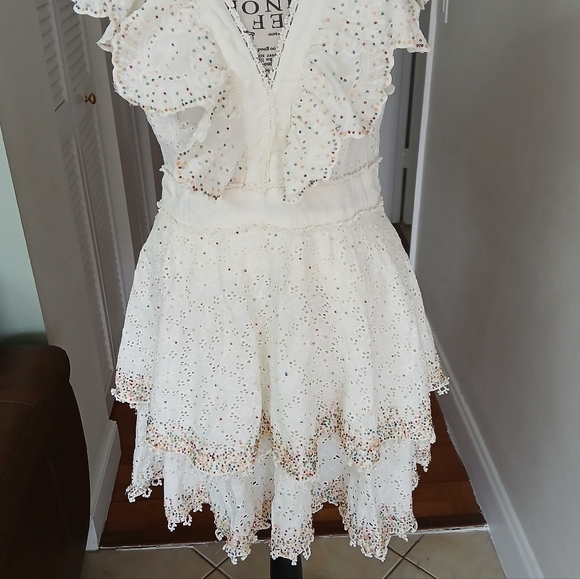 FARM RIO Eyelet patch beaded mini dress off-white - Picture 5 of 16